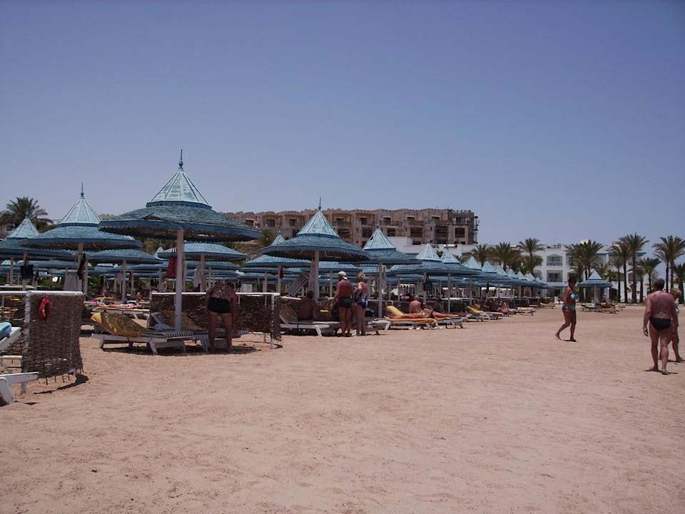 Genügend Liegen und Schirme am Strand The Grand Hotel Hurghada