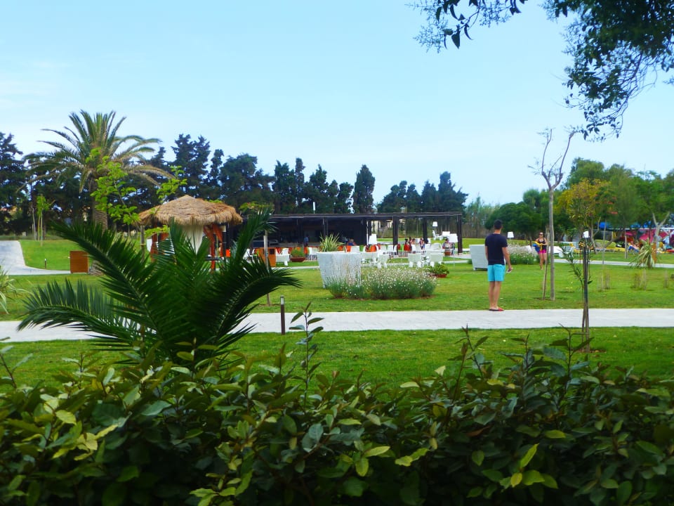 Bliock von unserer Terrasse zur Strandbar TUI BLUE Oceanis Beach and Spa Resort