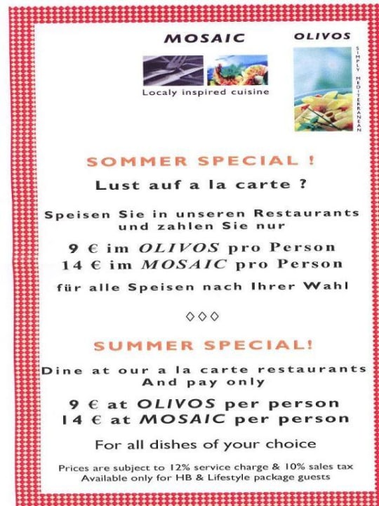 Mosaic Restaurant Angebot  Radisson Blu Resort, El Quseir