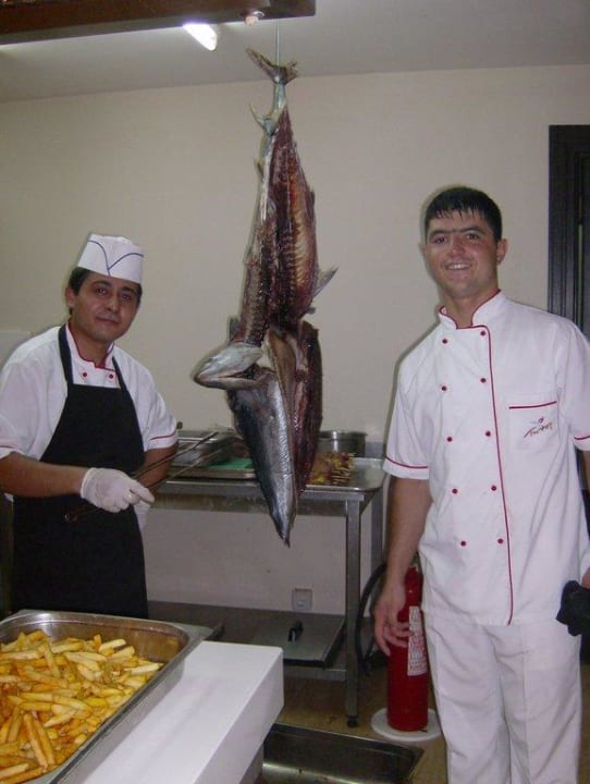 Ein ausgenommener Thunfisch. Hotel Thalia Unique