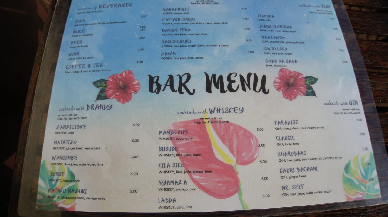 Barkarte für All In Gäste. Reef & Beach Resort