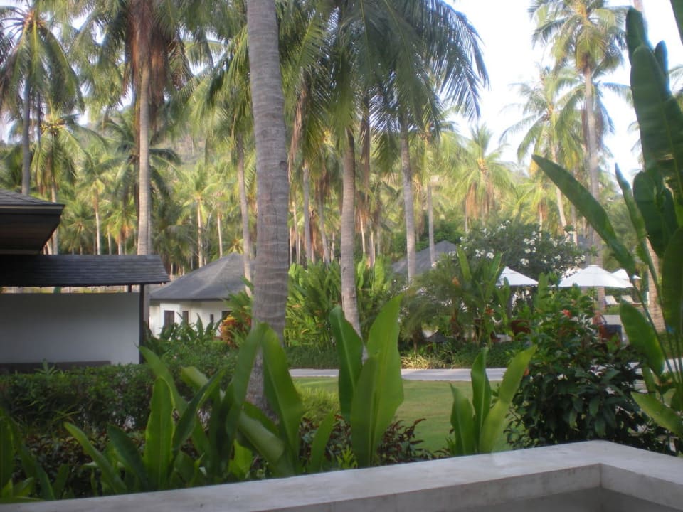 Von der Terrasse in den Garten Hotel The Racha