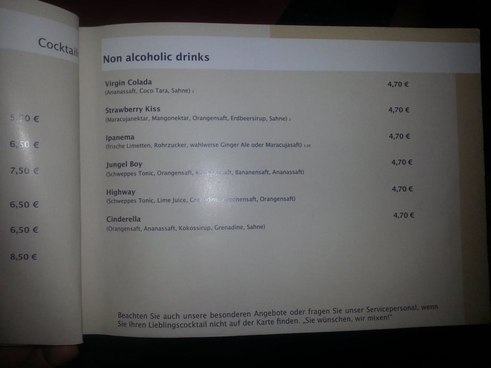 Alkoholfreie Cocktails Nymphe Strandhotel & Apartments