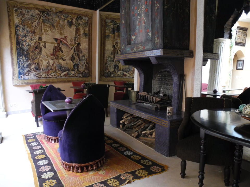 Das "Esszimmer" mit Kamin Hotel Riad Armelle