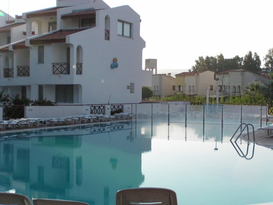 Pool und Außenansicht Balkons Sentinus Hotel