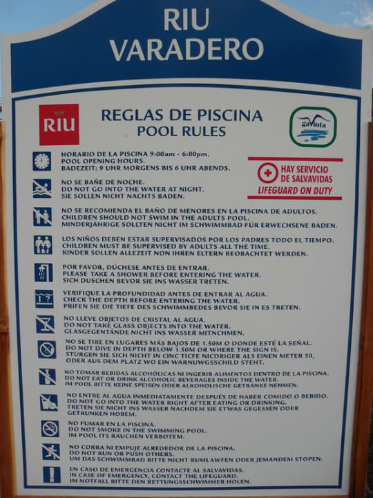 Poolregeln Grand Memories Varadero