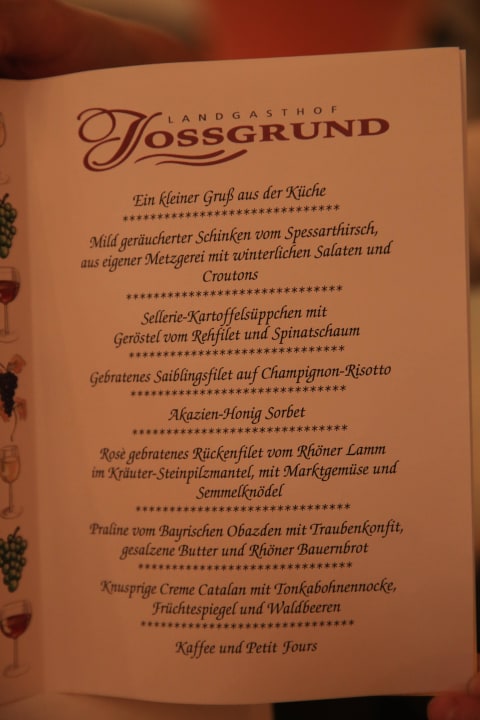 Menükarte Landgasthof Zum Jossgrund