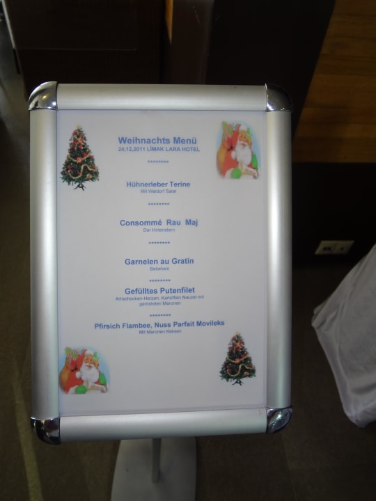 Weihnachts-Dinner Menü Limak Lara Deluxe Hotel & Resort