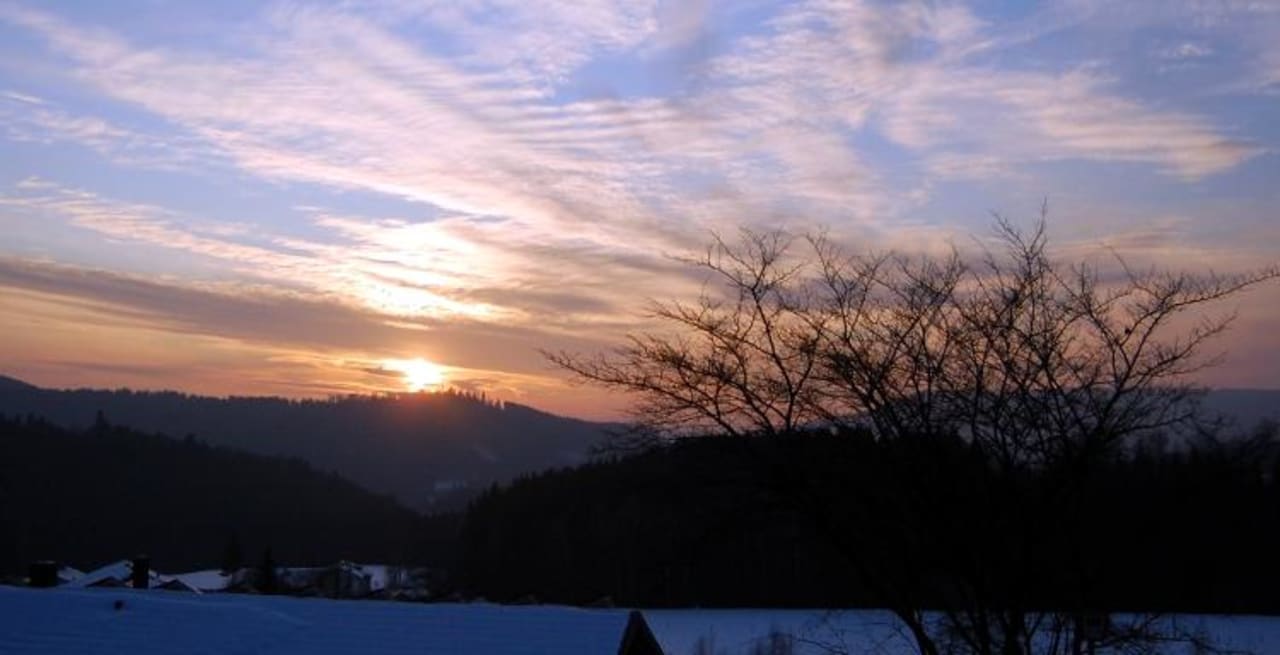 Sonnenuntergang von der Sonnenterrasse Berggasthof Pension Hochstein