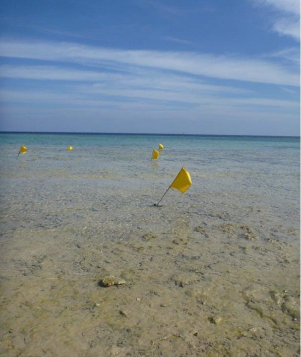 Eingang in tieferes Wasser Hotel Gorgonia Beach Resort