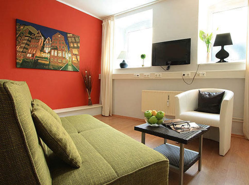 Wohn/Schlafzimmer mit Schlafsofa Agentur am Fischmarkt Apartment Tiefgang