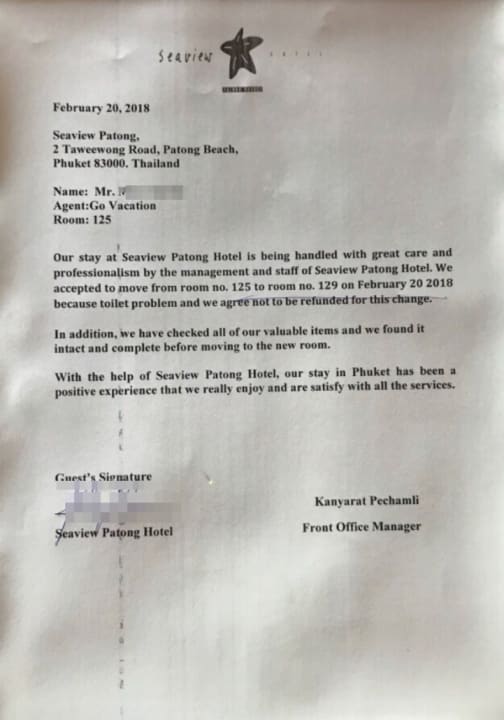 Zimmer Hotel Patong Seaview