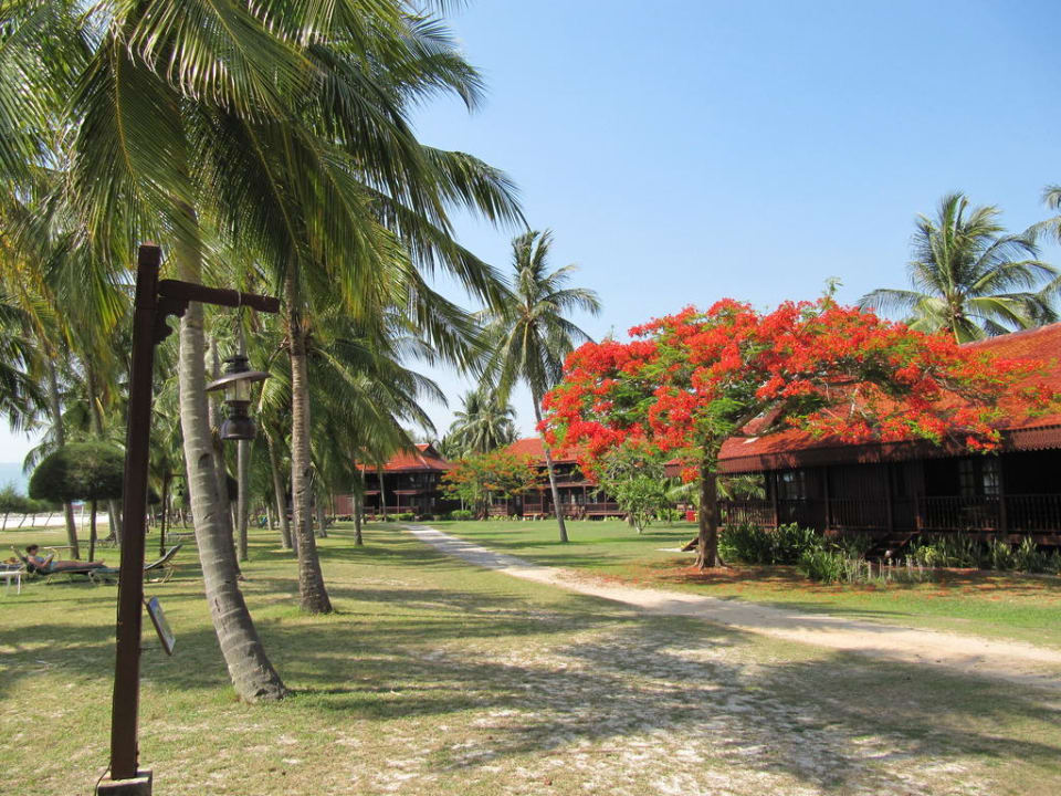 Schöne Gartenanlage neben dem Strand Pelangi Beach Resort & Spa