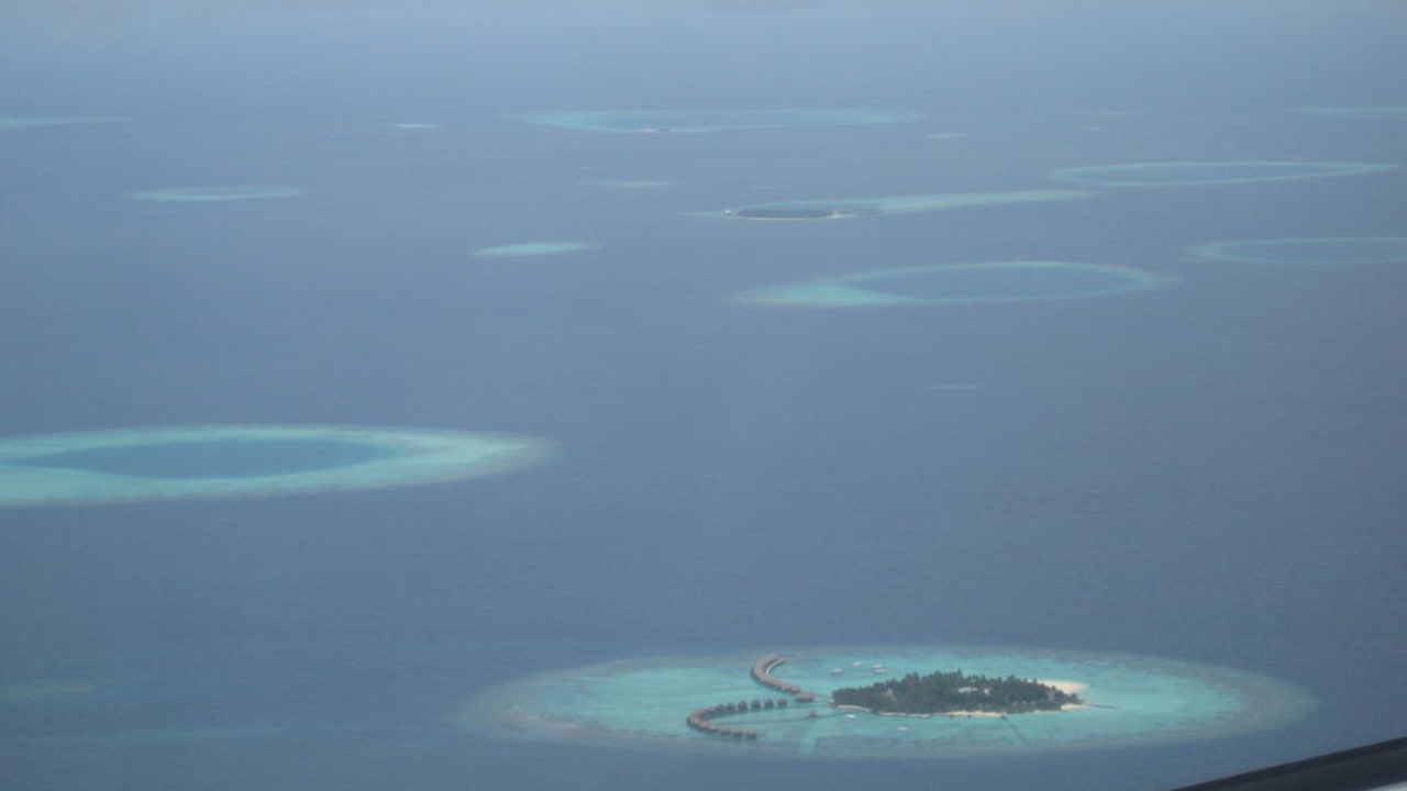 Aus dem Flugzeug Kuramathi Maldives