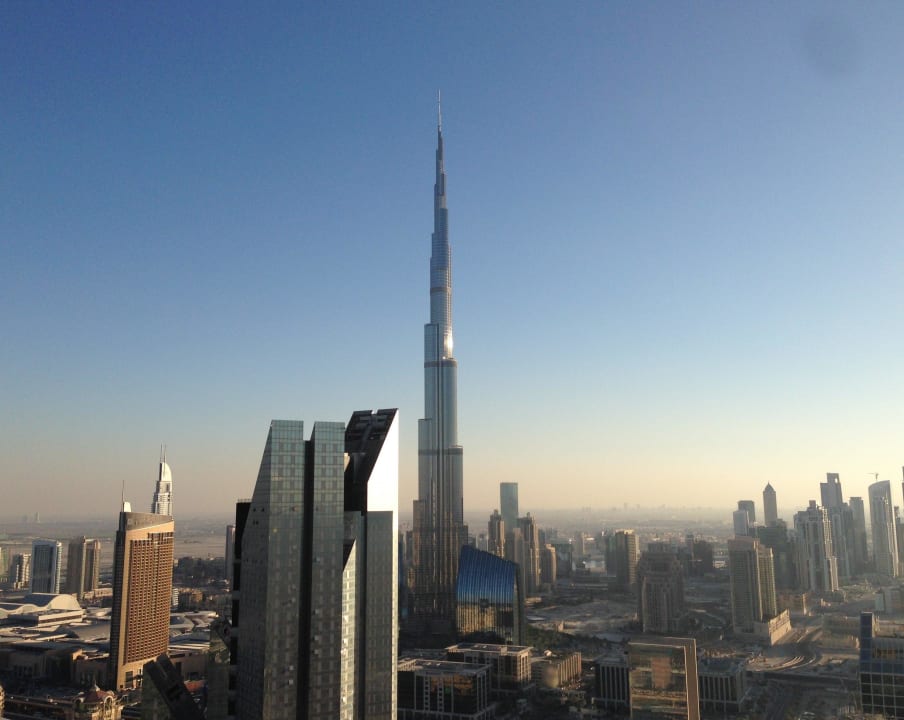 Burj Khalifa view from Warwick Hotel Dubai Rooftop Carlton Downtown Hotel
