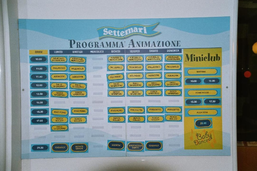 Programmtafel - Animation Astir Beach