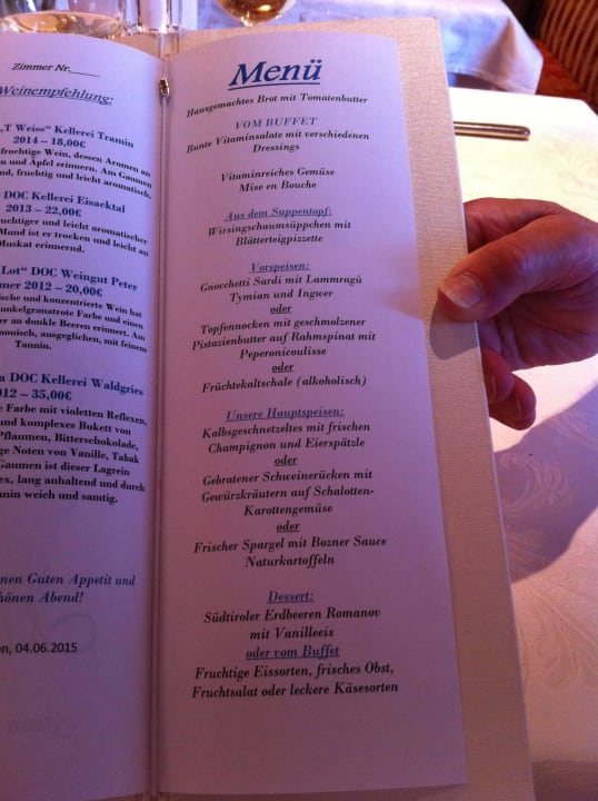 Abendmenü Parkhotel Holzerhof