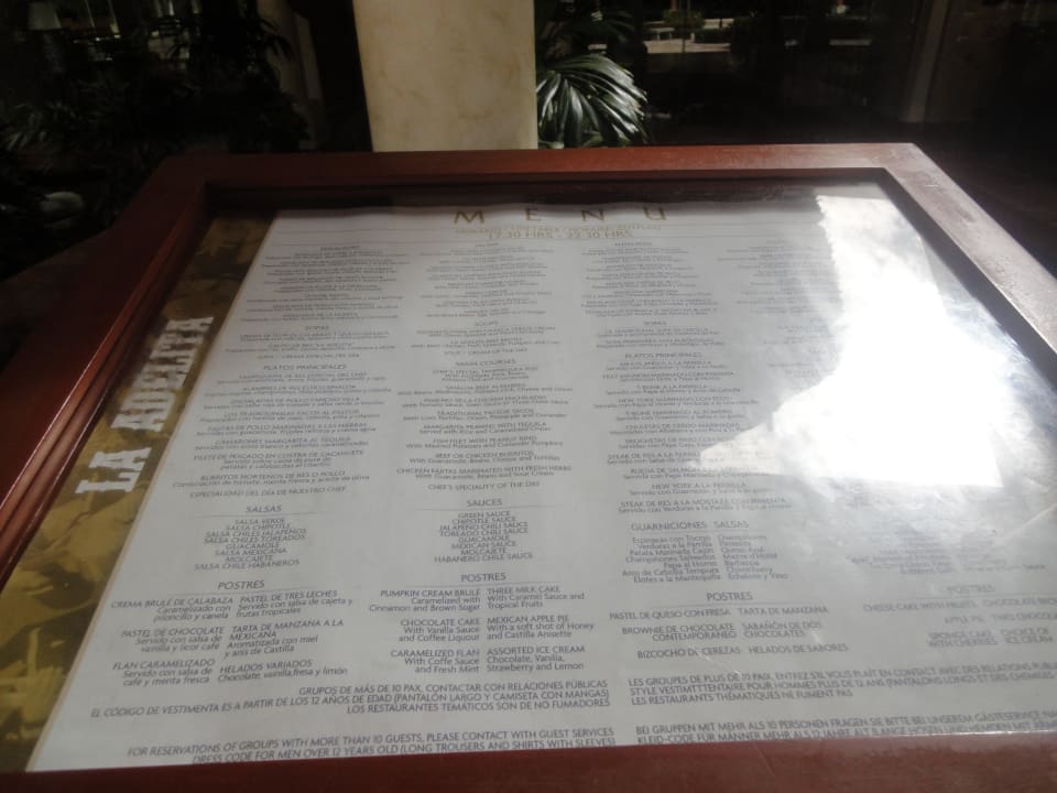 Speisekarte Grand Palladium Select White Sand Resort & Spa