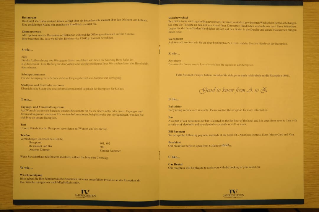 Infos Hotel Vier Jahreszeiten Lübeck