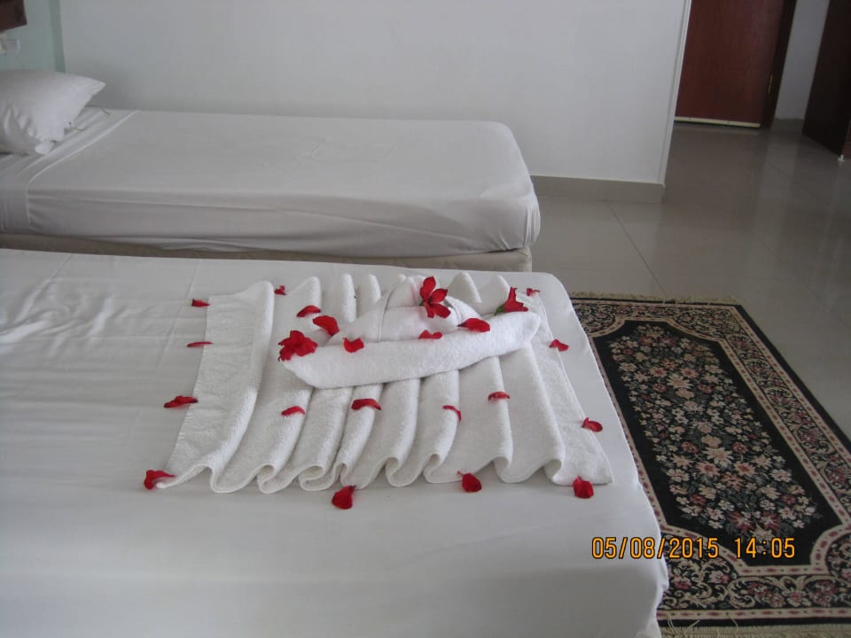 Decoration after cleaned room. Golden Beach Resort