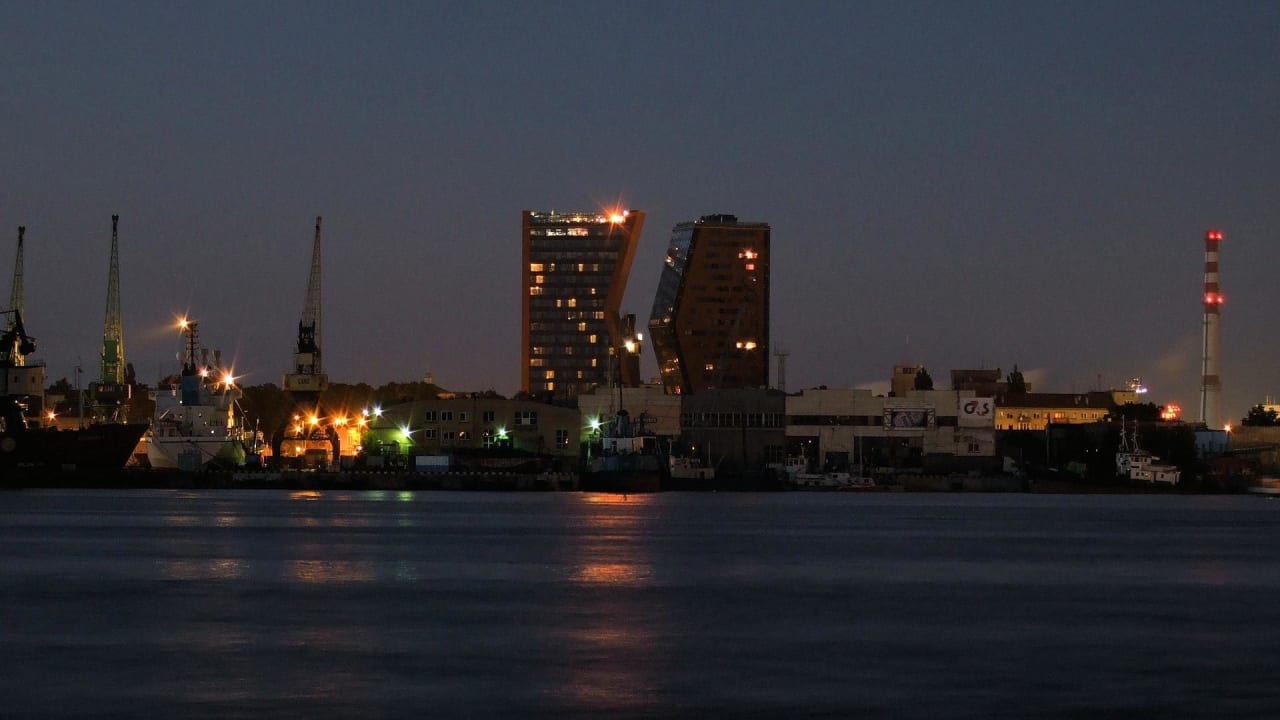 Panoramic night view Holiday Klaipeda