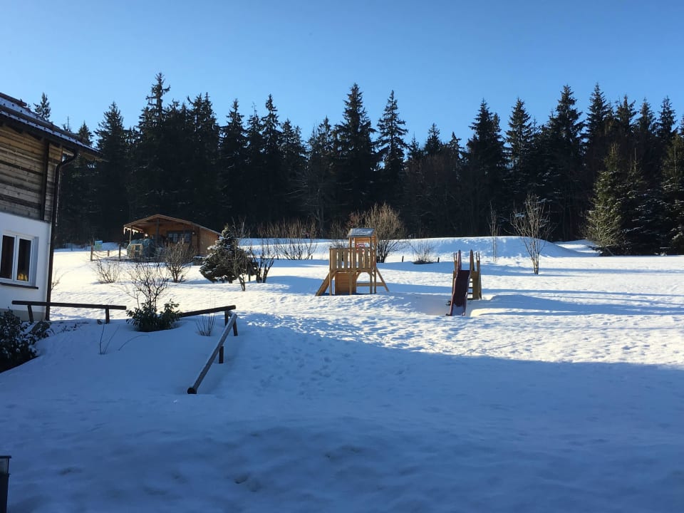 Blick auf den Spielplatz  Hunderesort Waldeck
