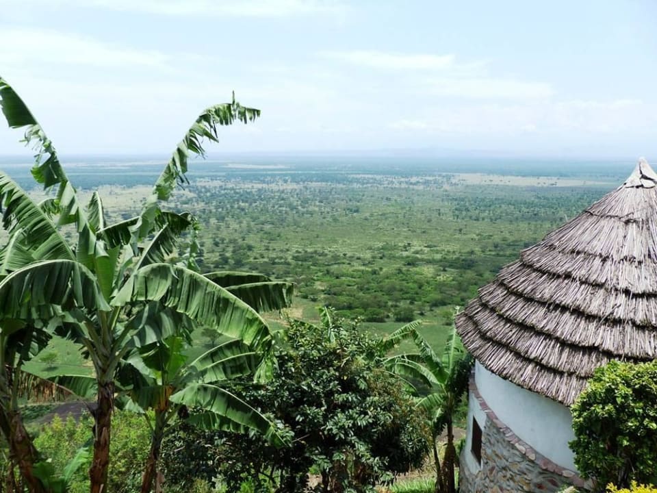 Blick von der Terrasse Kingfisher Lodge Kichwamba