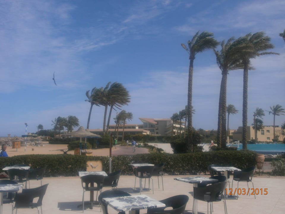 Strandbar mit viel Wind Cleopatra Luxury Resort Makadi Bay