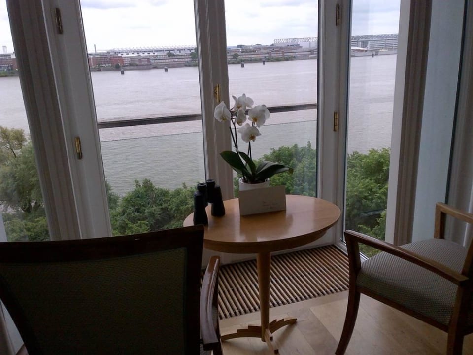 Blick auf die Elbe, mit Fernglas Hotel Louis C. Jacob