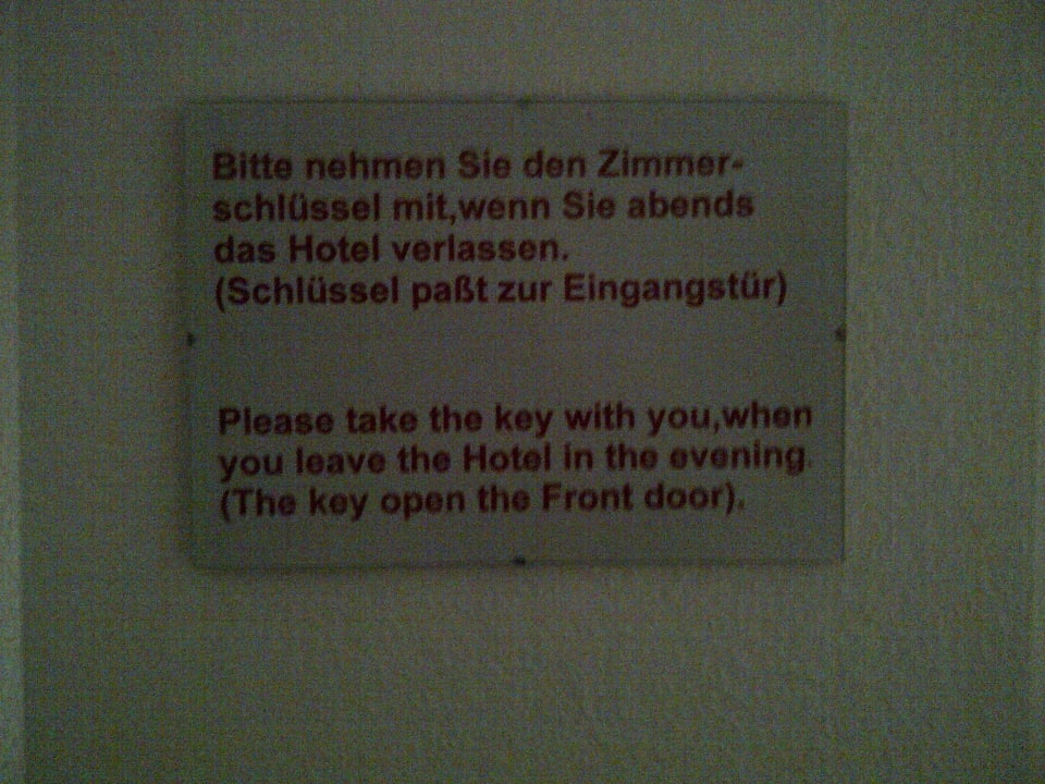 Hinweis zum Schlüssel Hotel Drei Könige
