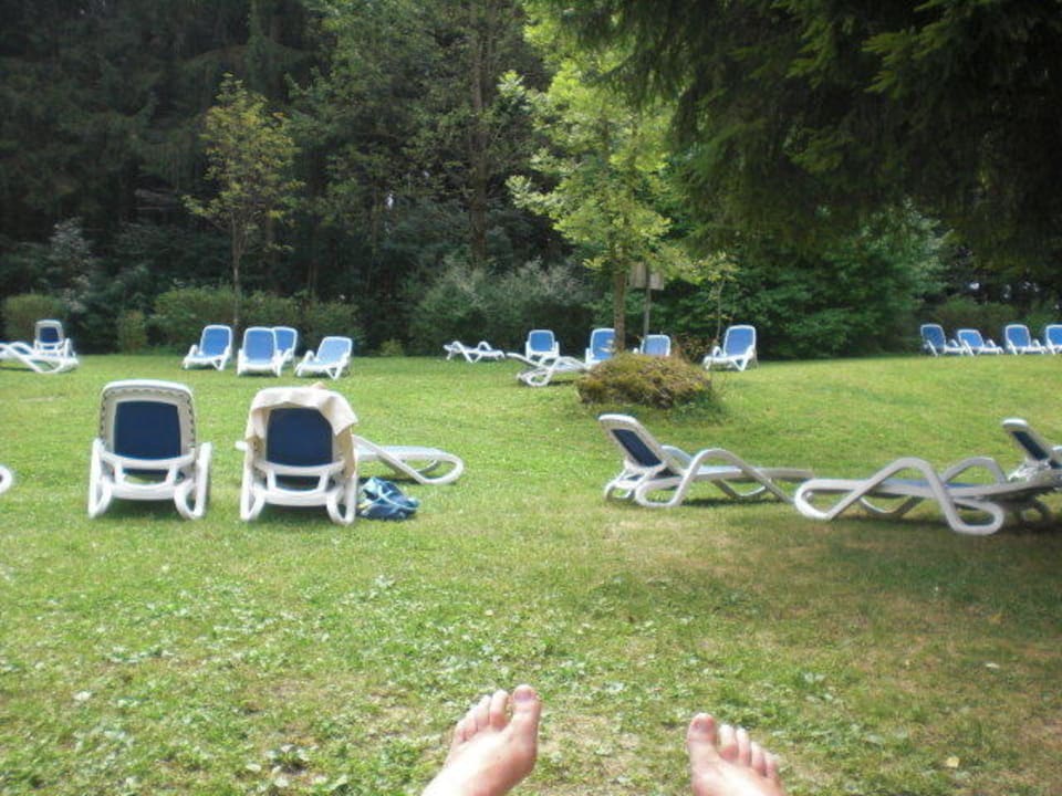 Liegewiese mit direktem Zugang zum Hallenbad Hotel St. Georg