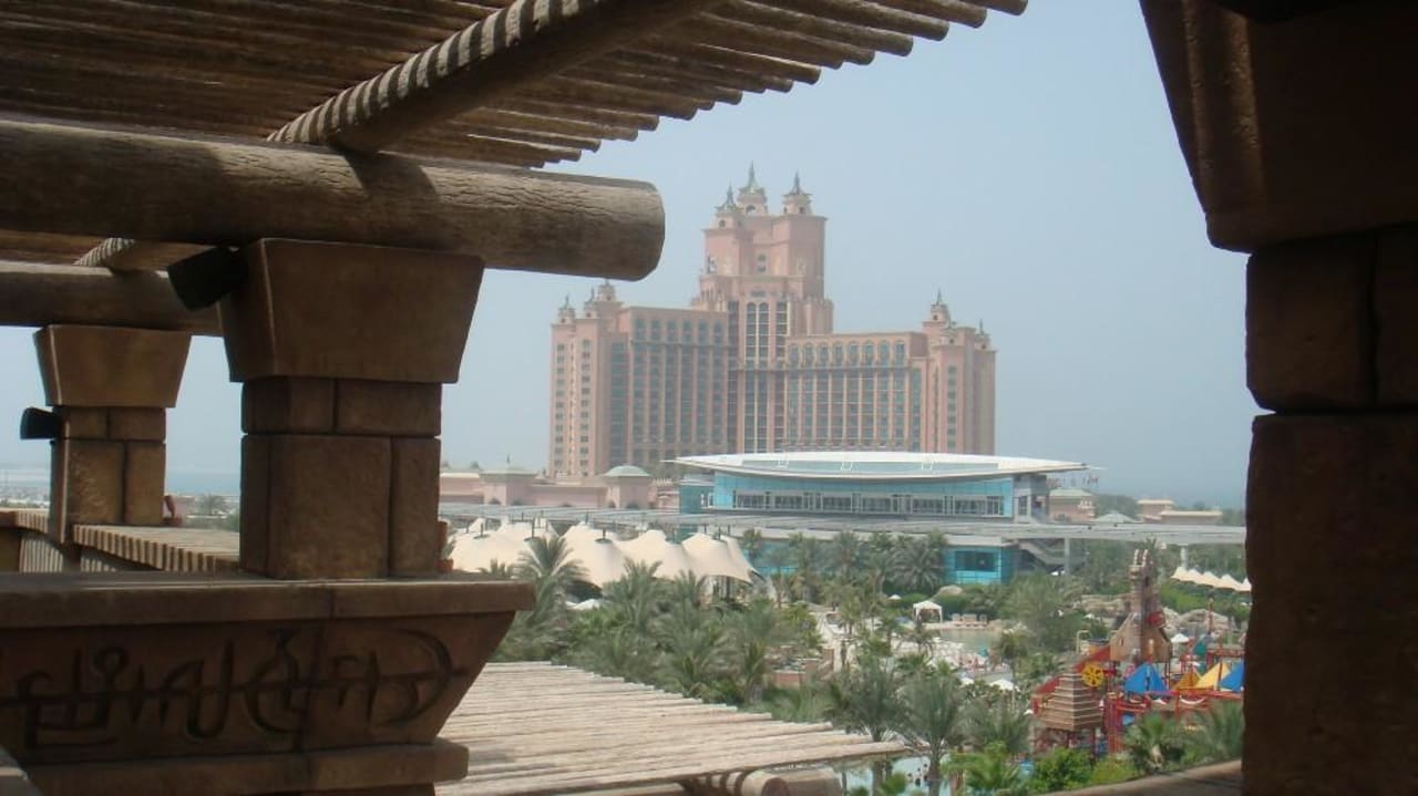 Blick vom Wasserpark auf das Hotel Atlantis, The Palm