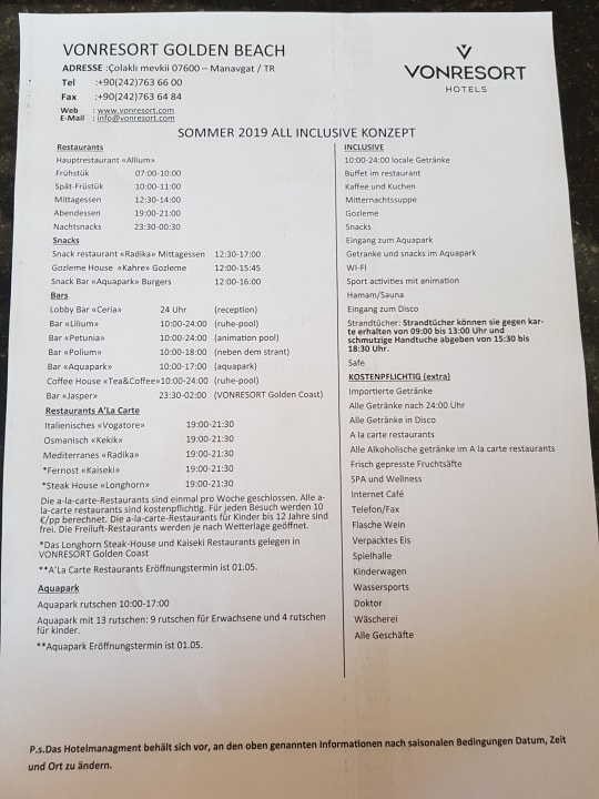 Sonstiges VONRESORT Golden Beach