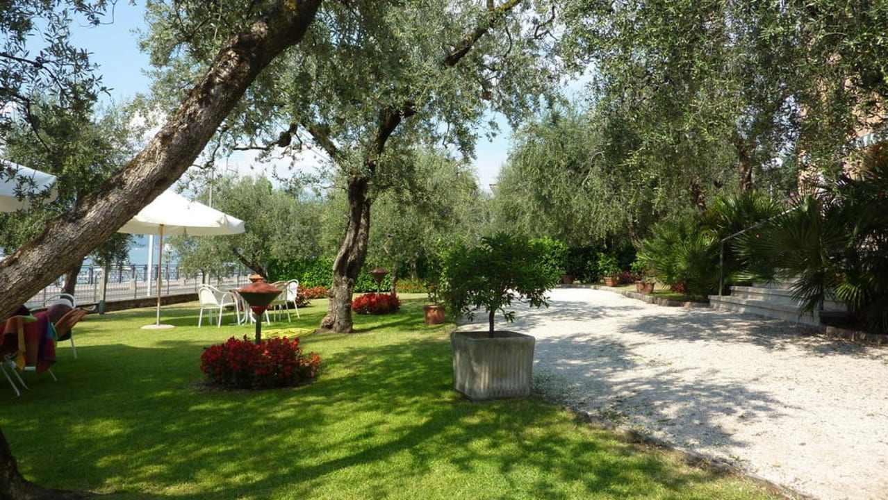 Liegewiese vor Hotelterrasse Hotel Garden Torri Del Benaco