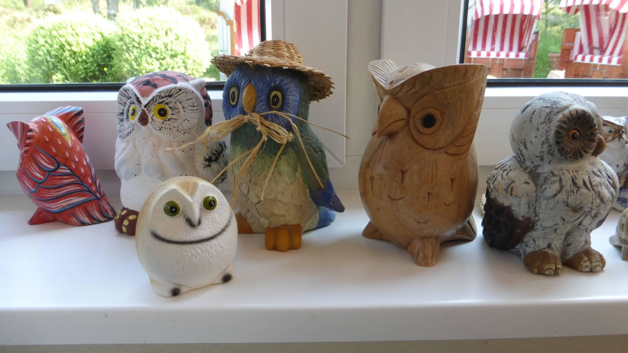 Auch im Frühstücksraum Eulen, Eulen, Eulen Dünenhotel Eulenhof