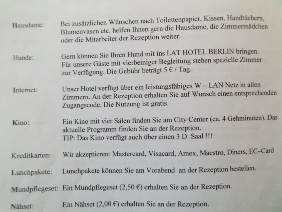 Sonstiges LAT Hotel & Apartmenthaus Berlin