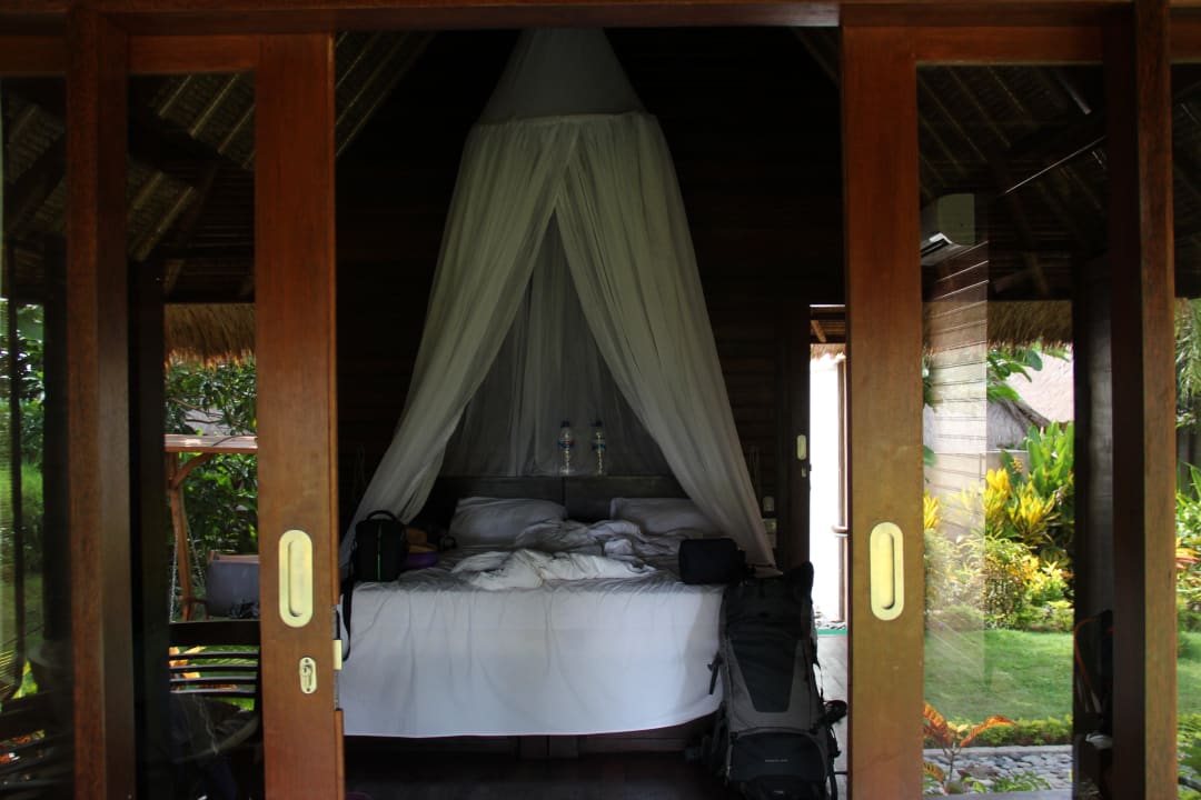 Blick von draußen in den Bungalow Lembongan Bay Shore Huts