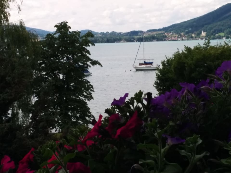 Blick vom Balkon Strandhotel Weyregg