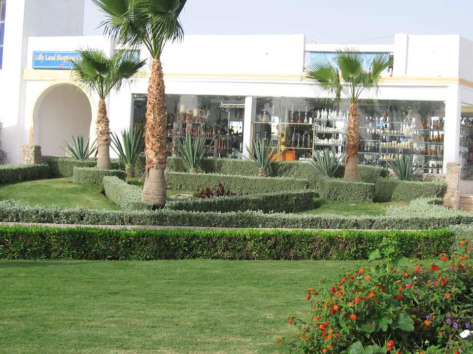 Żywopłoty i sklep z pamiątkami. Mirage Bay Resort & Aqua Park
