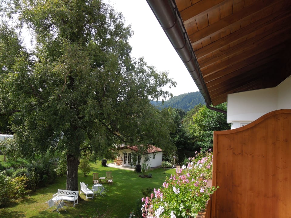 Blick aus Zimmer V auf den wunderschönen Garten Landhaus Marinella