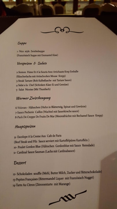 Speisekarte Restaurant Sentido Trendy Verbena Beach