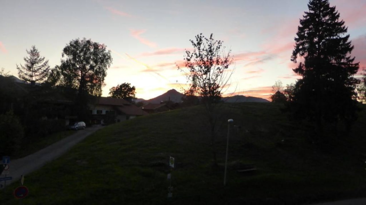 Ausblick vom Balkon am Abend Gasthof Oberwirt
