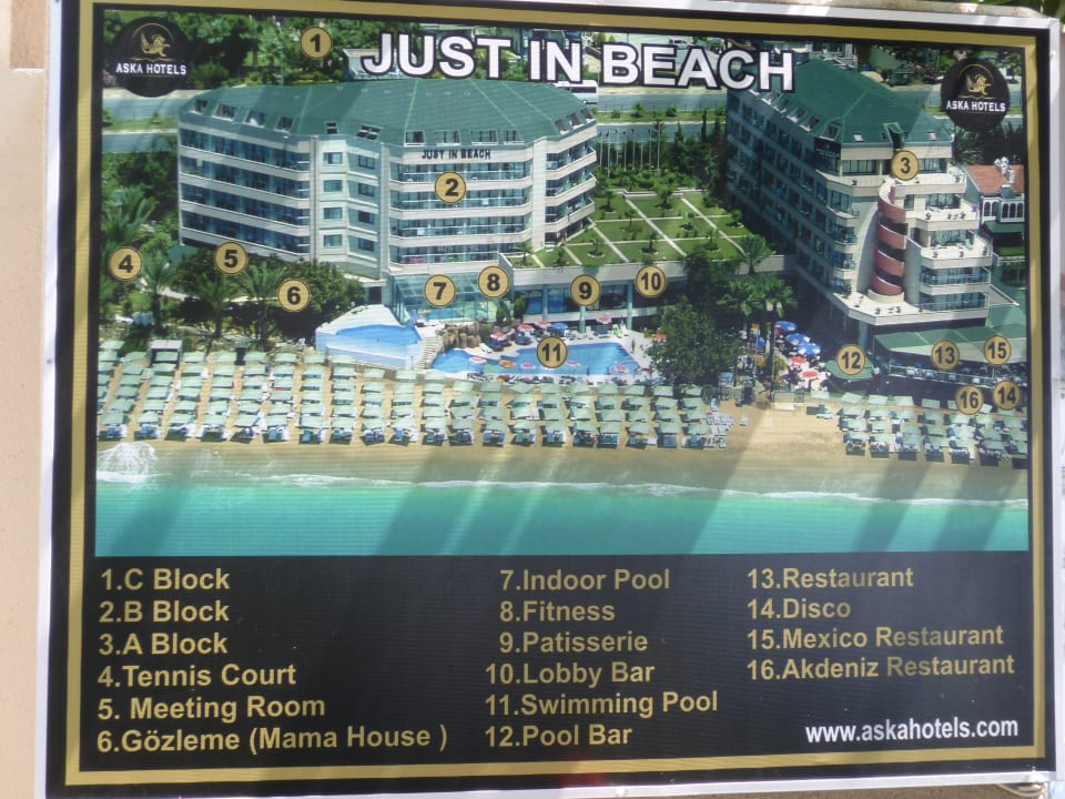 Anzeigetafel vom Hotel Aska Hotel Just in Beach