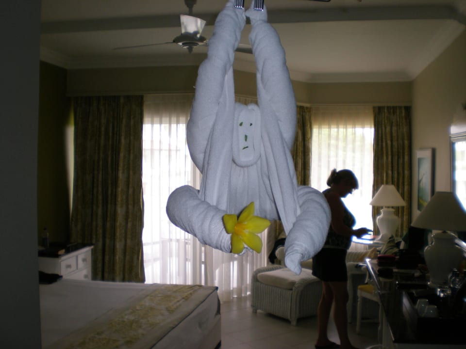 Unser Roomboy mit seinen Kreationen Taj Bentota Resort & Spa