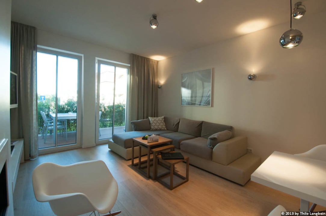 Wohnzimmer/Küche und Essbereich Ferienwohnungen Dünenpalais Ahlbeck