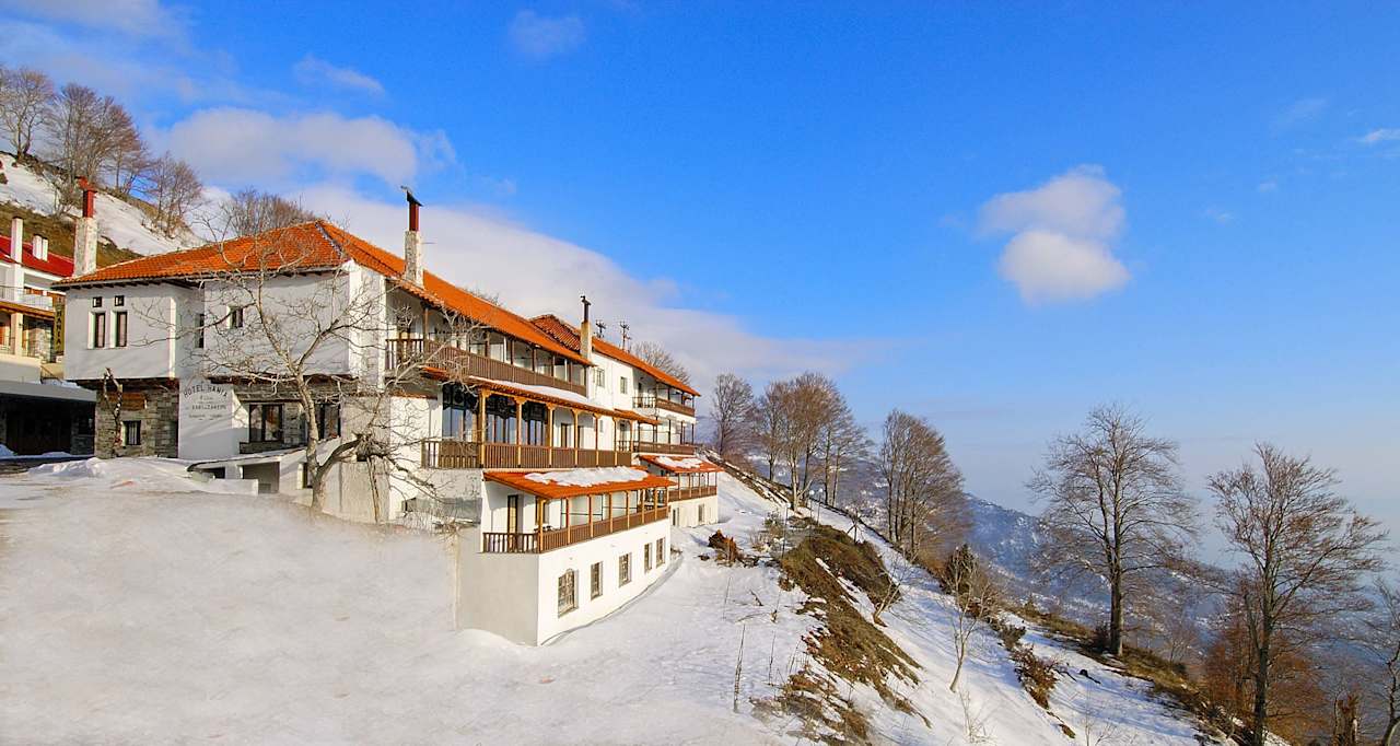 Chania Hotel-Pelion-exterior view-snow Hotel Chania