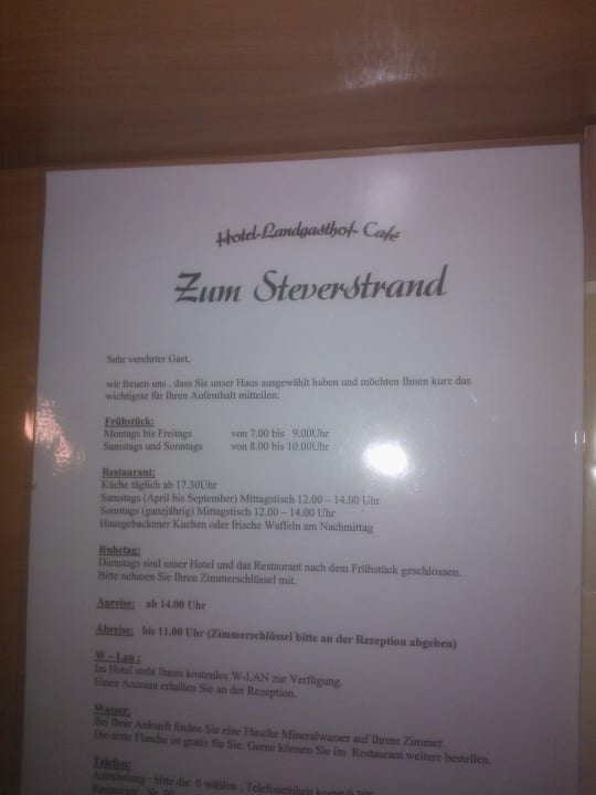 Hinweis Landgasthof Zum Steverstrand