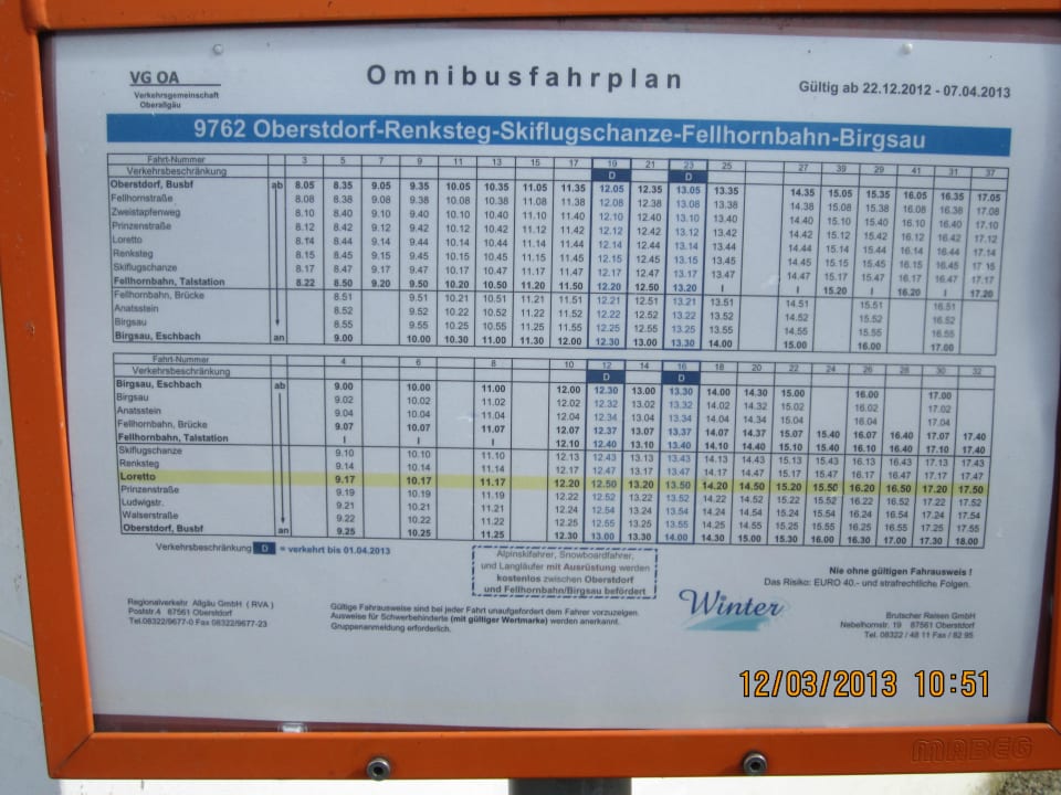 Busplan Leretto > Oberstdorf Landhaus Berktold