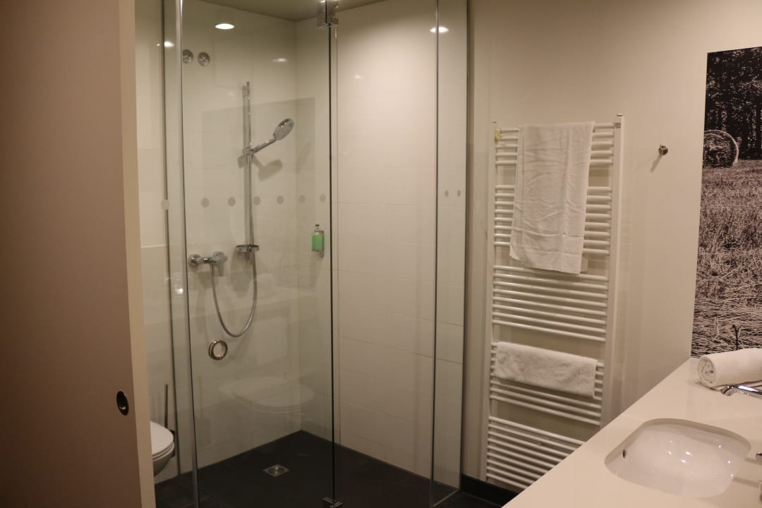 Glastür zwischen Toilette u. Dusche Spreewald Thermenhotel