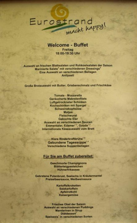 Welcome Buffet Eurostrand Resort Lüneburger Heide